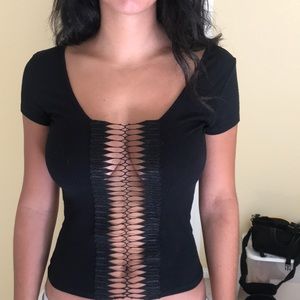 Black top with cut outs from LF